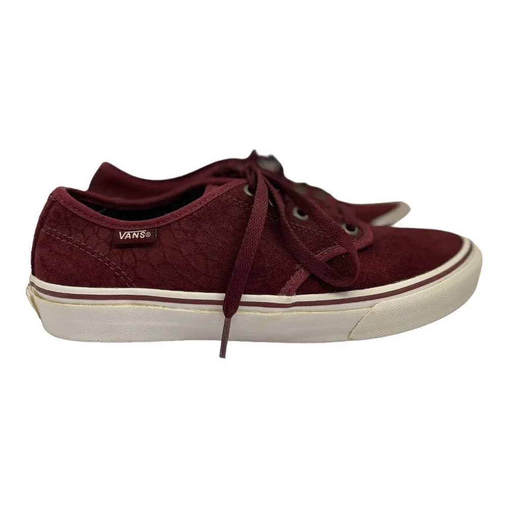 VANS OLD SKOOL Retro Low Top Sk8 Shoes Women 7 Burgundy Textured Suede Sneakers - Picture 14 of 14
